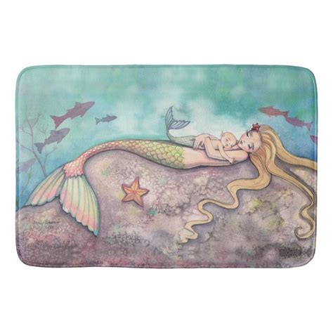 Mermaid Lullaby Mermaids Fantasy Art Illustration Bath Mat | Zazzle.com