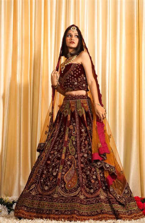 maroon bridal lehenga choli - Bawree Fashions