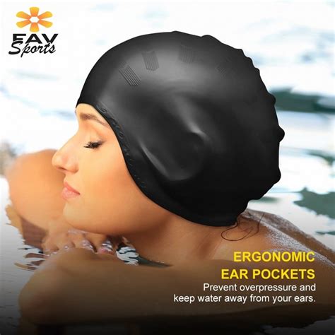 2021 Elastic Waterproof Swimming Cap Sports Long Hair Cover Ears Protect Anti Slip Swim Pool Hat ...