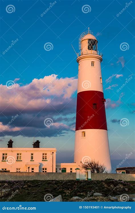 Isle of Portland Lighthouse Dorset England Stock Image - Image of area ...