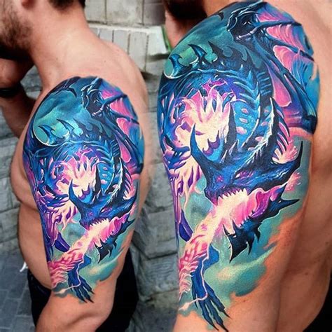 Amazing colors in this flying, fire breathing dragon. Done on guy's ...