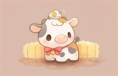 Vaca chiquita y linda :> Cute Kawaii Animals, Cute Animal Drawings ...