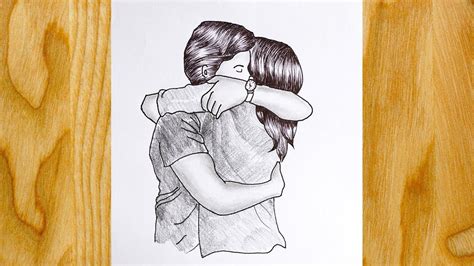 How to Draw a Cute Couple Hugging For Beginner || Romantic Couple Huggin... | Hugging drawing ...