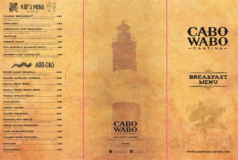 Cabo Wabo Cantina menus in Los Angeles, California, United States