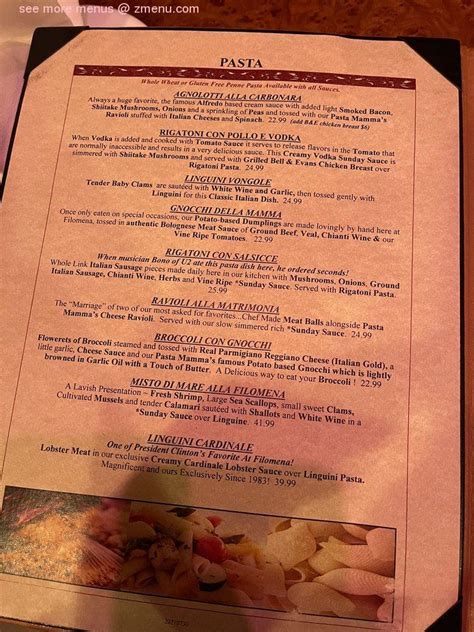 Online Menu of Filomena Ristorante Restaurant, Washington, District of Columbia, 20007 - Zmenu