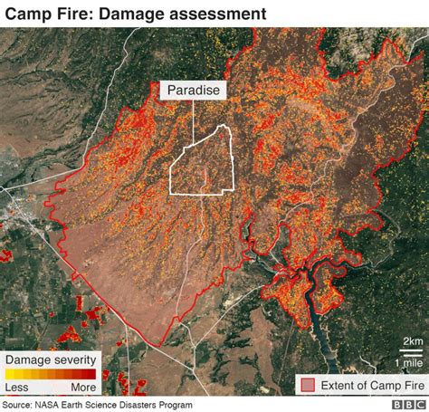 Space Images | Updated Aria Map Of Ca Camp Fire Damage - Map Of California Fire Damage ...