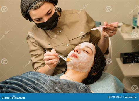 Acne Treatment at Doctor. Applying Facial Mask Stock Image - Image of ...