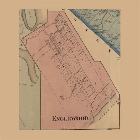 Englewood, New Jersey 1861 Old Town Map Custom Print - Bergen & Passaic ...