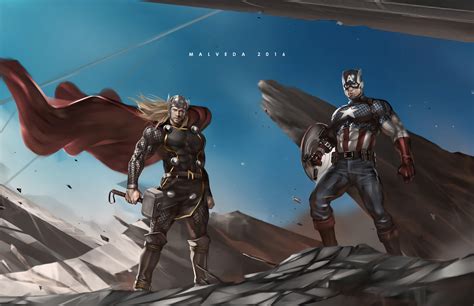 Thor and Captain America Fan Art by Alex Malveda : r/marvelstudios