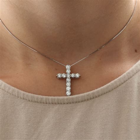 Platinum Diamond Cross Pendant Necklace