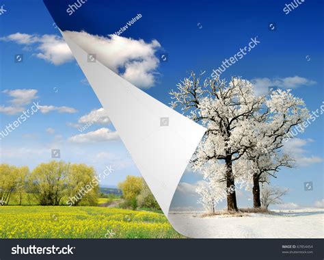 Spring And Winter Landscape Stock Photo 67854454 : Shutterstock