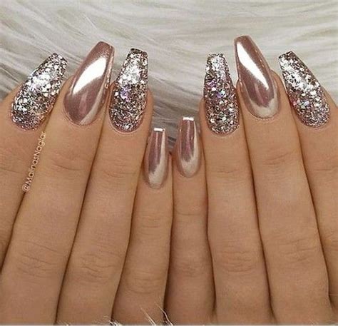 Elegant and Temperament Rose Gold Nails Color | Rose gold nail art ...