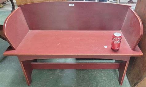Red Buggy Seat Style Farmhouse Bench - Dixon's Auction at Crumpton