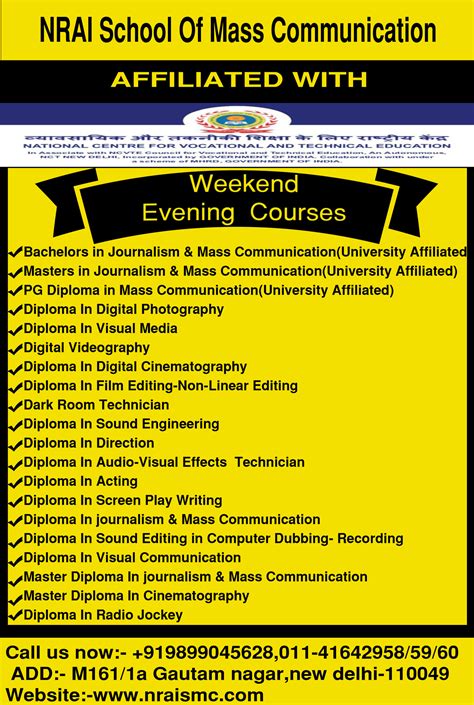 Weekand courses in Media - Best Mass Communication Colleges in Delhi