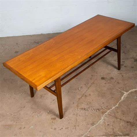 MID CENTURY DANISH Modern Coffee Table Slat Teak Sculptural Denmark Shelf Mcm $1,098.98 - PicClick