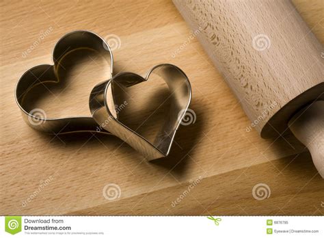 Heart Shaped Cookie Cutters Close Up Stock Image - Image of rolling, heart: 6876795