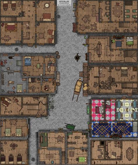 City Alley Day & Night (25x30) 80dpi: battlemaps in 2021 | Map, D d maps, D&d