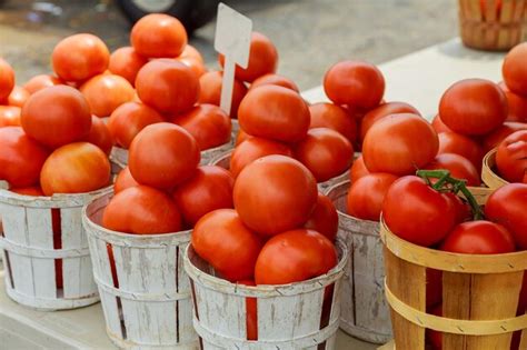 Premium Photo | Tomatoes in containers for sale at market