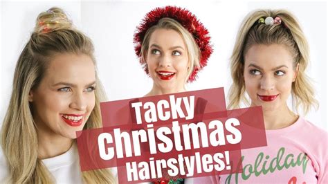 Easy Tacky Christmas Hairstyles Tutorial - KayleyMelissa - YouTube