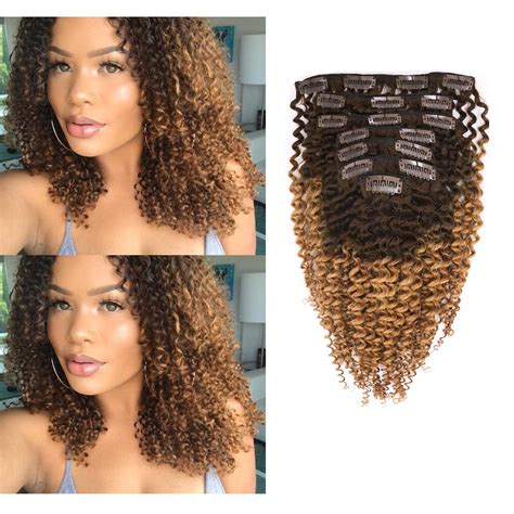 Amazon.com : Anrosa Kinkys Curly Clip in Hair Extensions Human Hair 3C 4A Afro Kinky Curly Clip ...