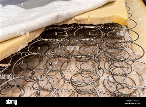 The internal structure of the spring mattress. Old box-spring mattress Stock Photo - Alamy