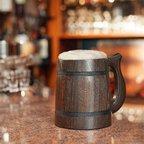 Handmade Wooden Beer Mug Oak Wood Pint Beer Stein Tankard - Etsy