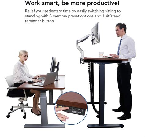 FLEXISPOT E1 Height Adjustable Electric Standing Desk with Desktop Two ...