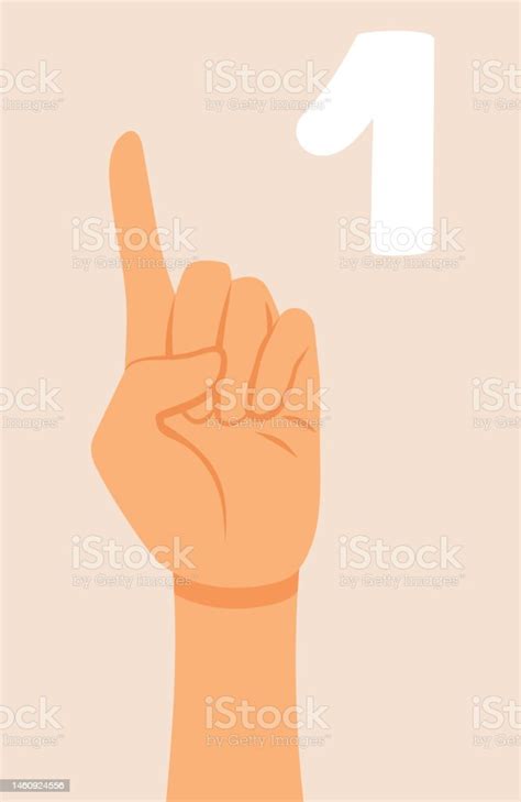 Hand Showing One Finger Vector Cartoon Illustration Stock Illustration - Download Image Now - iStock