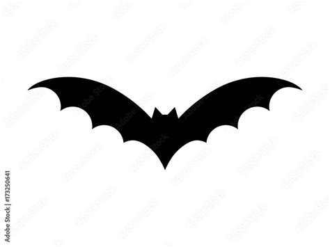 Bat vector illustration. Halloween scary bat in black color. Graphic icon or print, isolated on ...