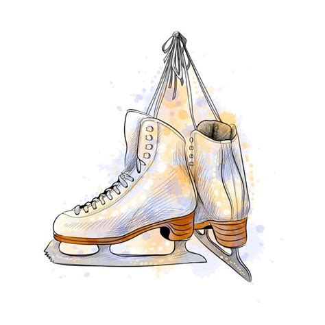 Premium Vector | Pair of figure ice skates from a splash of watercolor ...