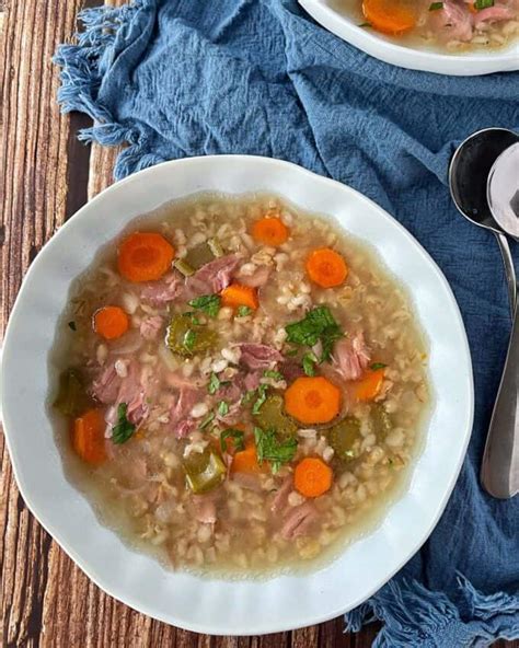 Slow Cooker Bacon Hock and Barley Soup - VJ Cooks