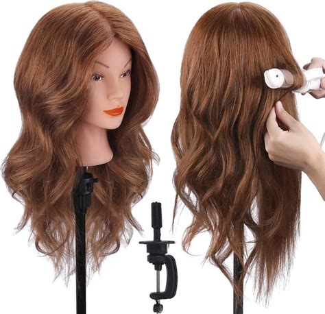 TopDirect Training Head 18inch 100% Real Hair Cosmetology Hairdressing Mannequin Manikin Doll ...