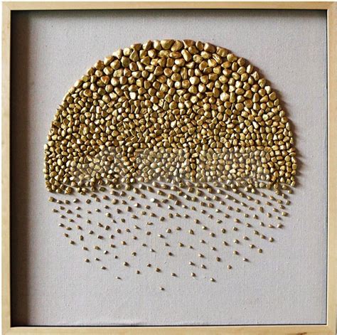 Golden Natural Stone Wall Art, Mixed Media Art 3D Wall Art SOAWA0310029BC | SOA ARTS