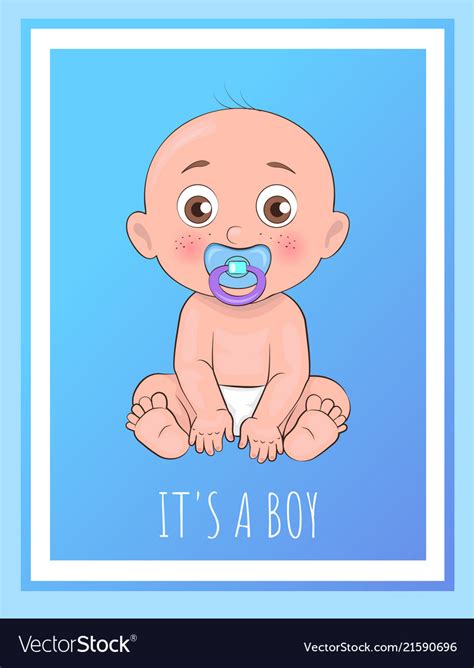 It boy poster newborn toddler with pacifier Vector Image