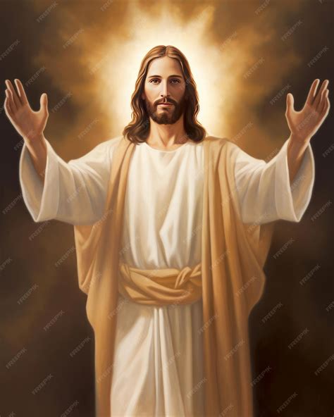 Premium AI Image | a painting of jesus with his open arms generative AI