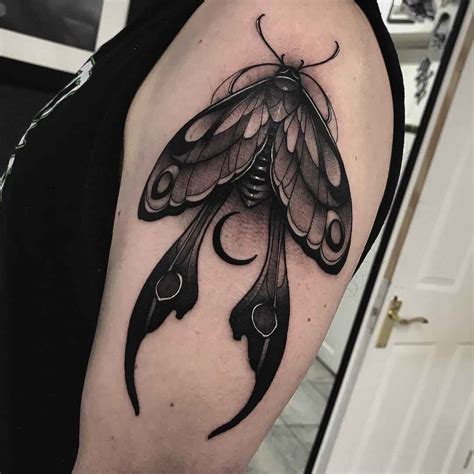 Night Moth Tattoo on Shoulder - Best Tattoo Ideas Gallery