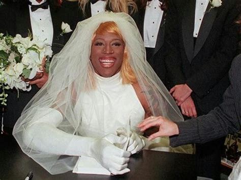 Dennis Rodman wore a wedding dress in 1996 to promote his "Bad as I want to be" book. SMH ...