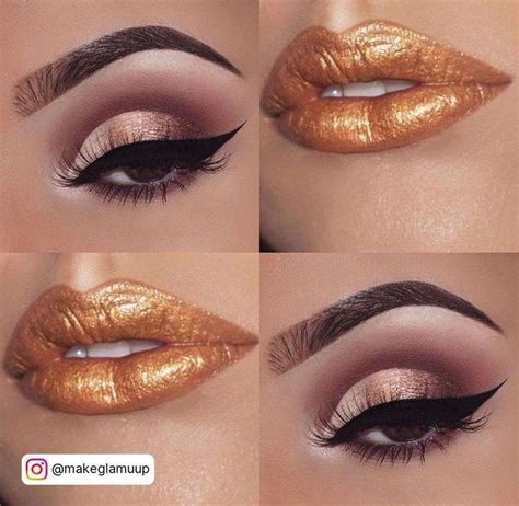 Gold Lips + Simple Eye Makeup Goth Makeup, Lip Makeup, Makeup Nails ...