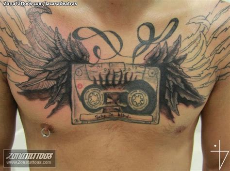 Tattoo of Cassettes, Wings, Chest