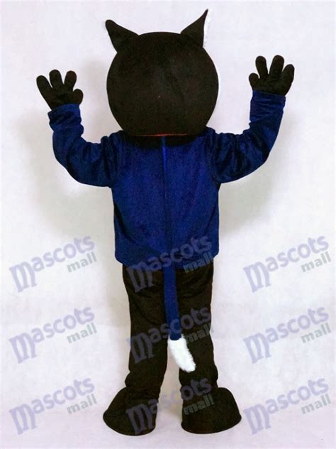 Cute Navy Blue Bearcat Mascot Costume