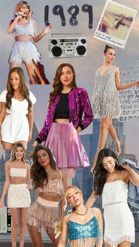 the collage shows different types of women in short skirts and crop tops, including one with