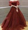 Red Off Shoulder Princess Ball Gown (Elegant&Stunning)