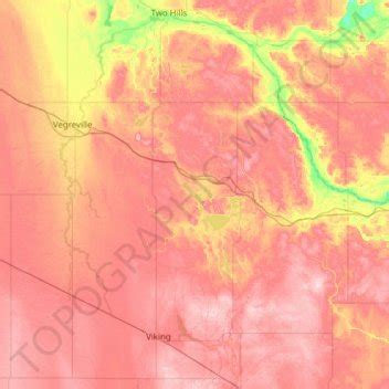 Mapa topográfico County of Minburn, altitud, relieve