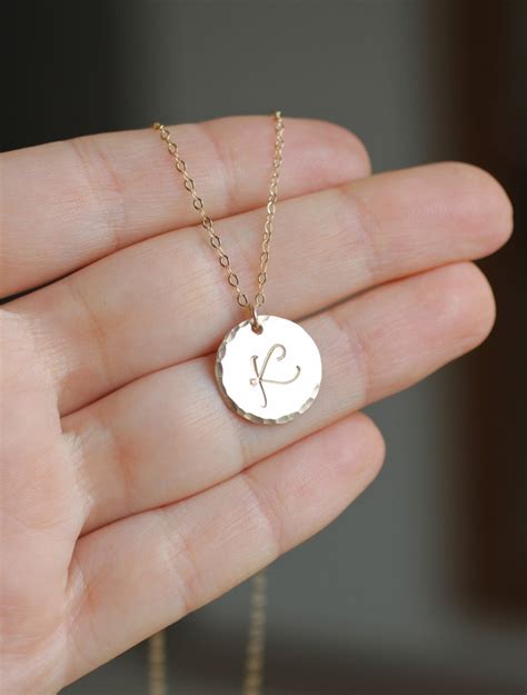 Sister Necklace Initial Necklace Large Gold Initial Cursive - Etsy