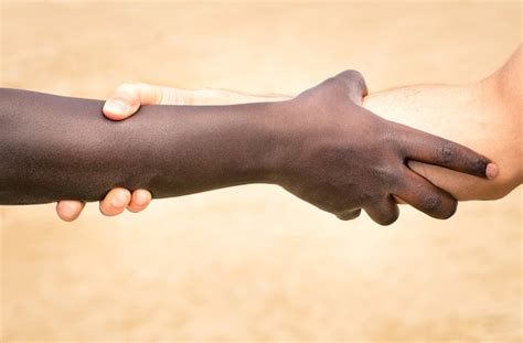 Premium Photo | Black and white hands in modern handshake to show each ...