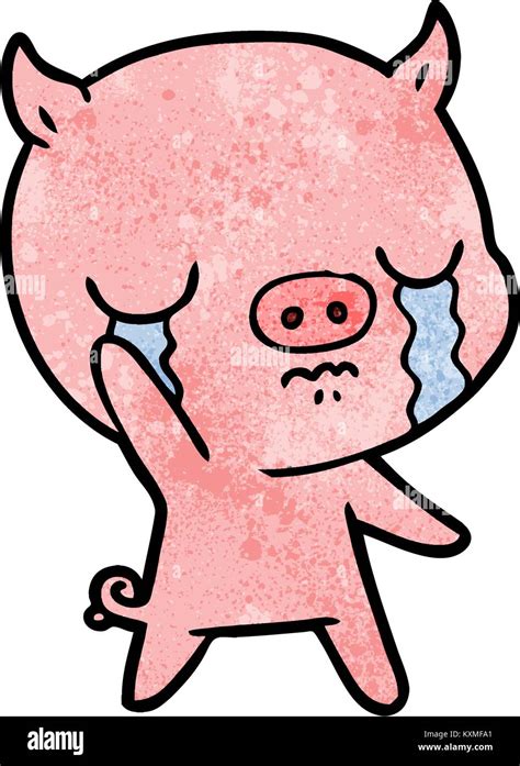 cartoon pig crying waving goodbye Stock Vector Image & Art - Alamy