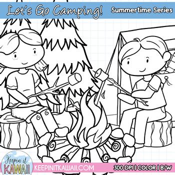 Let's Go Camping Clip Art Set - Summer Clipart - Camping Clipart