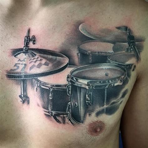 Realistic drum set black and grey by Yarda: TattooNOW : | Drum tattoo, Drummer tattoo, Music ...