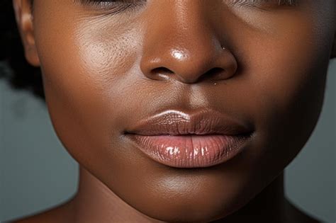 Premium AI Image | Close up face view lower part of young beautiful African girl with pure ...