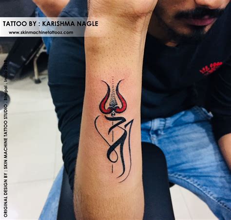 Om- Lord Shiva Trishul with Maa tattoo by : Karishma nagle Skin Machine ...